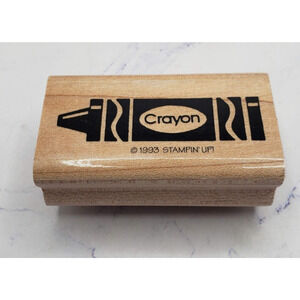 Stampin Up! Crayon Kids Coloring School Play Wood Mounted Rubber Stamp